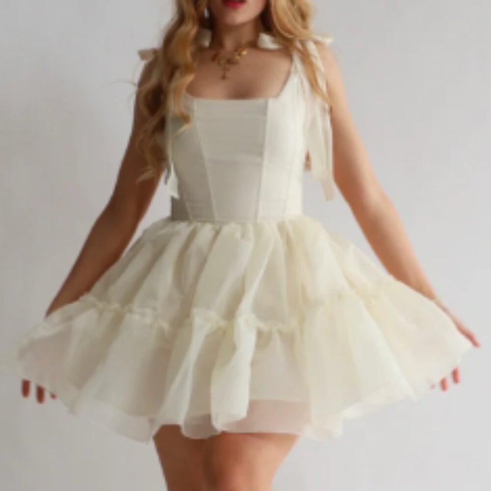 Wild Rose & Sparrow Siena Mini Dress in Citron Yellow- Size S